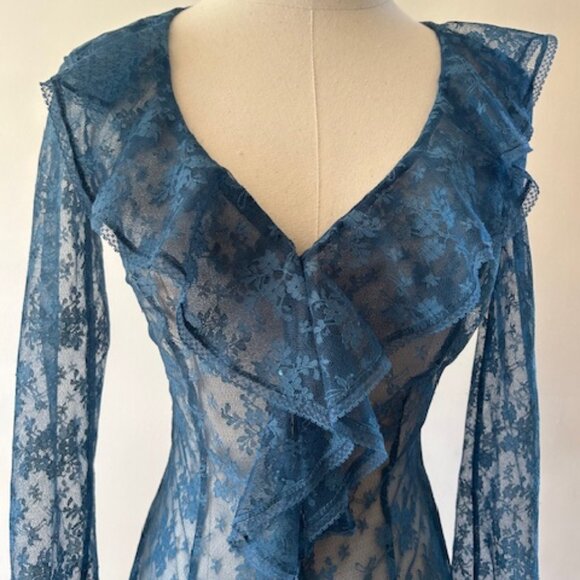 Vintage Betsey Johnson Lace Button Down Top - Picture 1 of 7